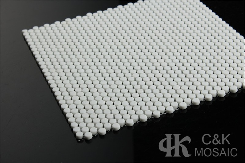 Classic White Mini Round Enamel Glass Mosaic Tiles for Wall SRM100