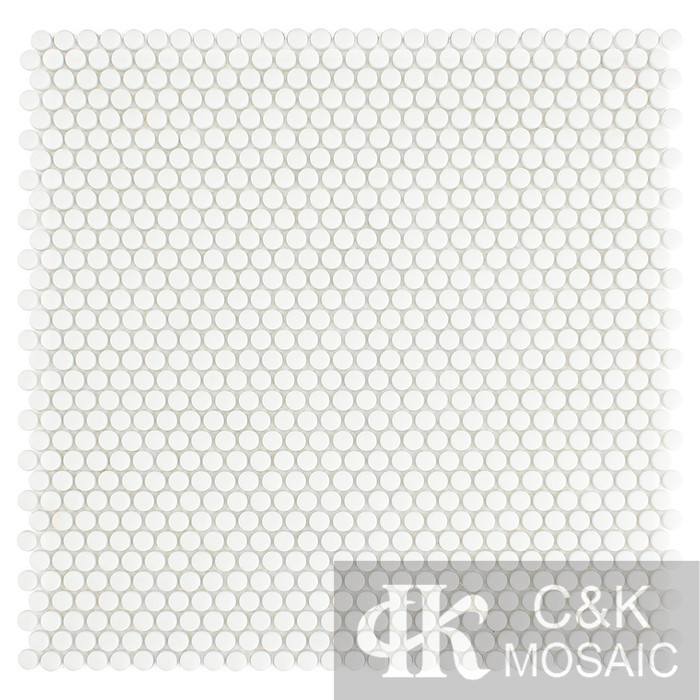 Classic White Mini Round Enamel Glass Mosaic Tiles for Wall SRM100