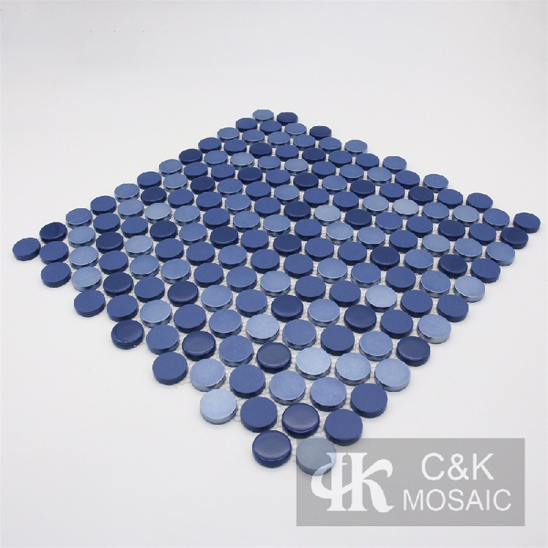 Fashion Style Blue Mixed Round Glass Mosaic Tiles for Bathroom MSRW7010