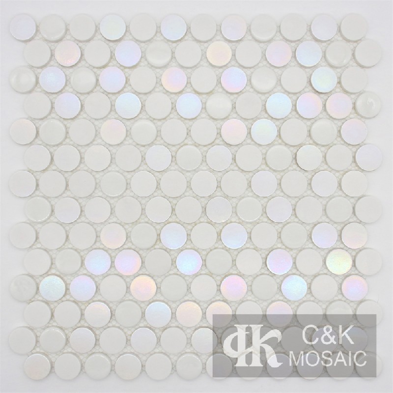 Fashion Style White Mixed Round Glass Mosaic Tiles for Spa MSRW1017