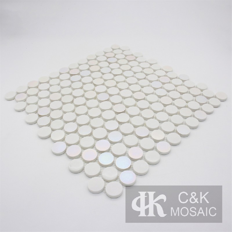 Fashion Style White Mixed Round Glass Mosaic Tiles for Spa MSRW1017