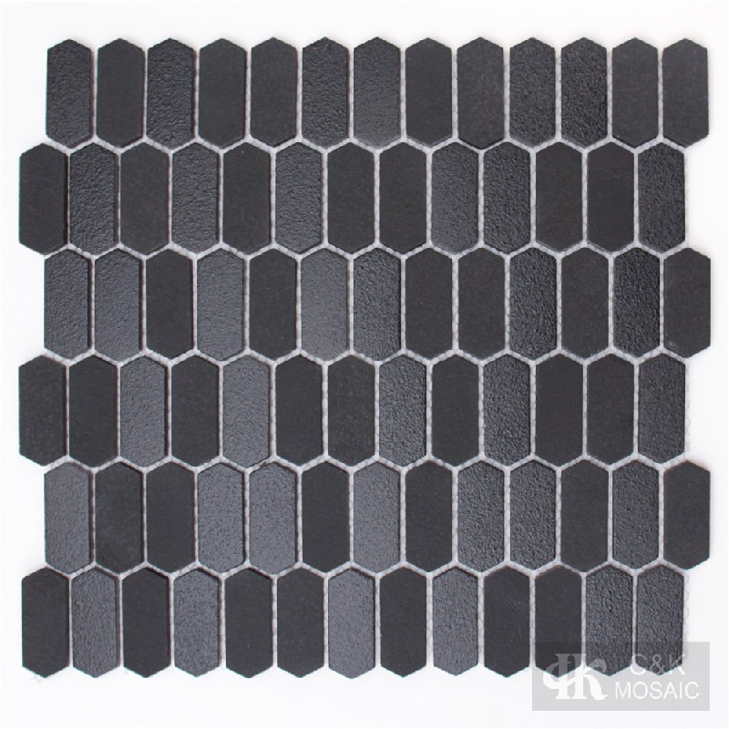 Hot Selling Black Hexagon Glass Recycled Glass Mosaic For Bathroom MNZM8002