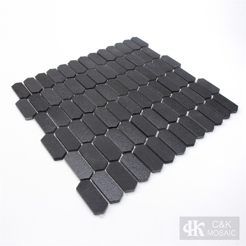 Hot Selling Black Hexagon Glass Recycled Glass Mosaic For Bathroom MNZM8002