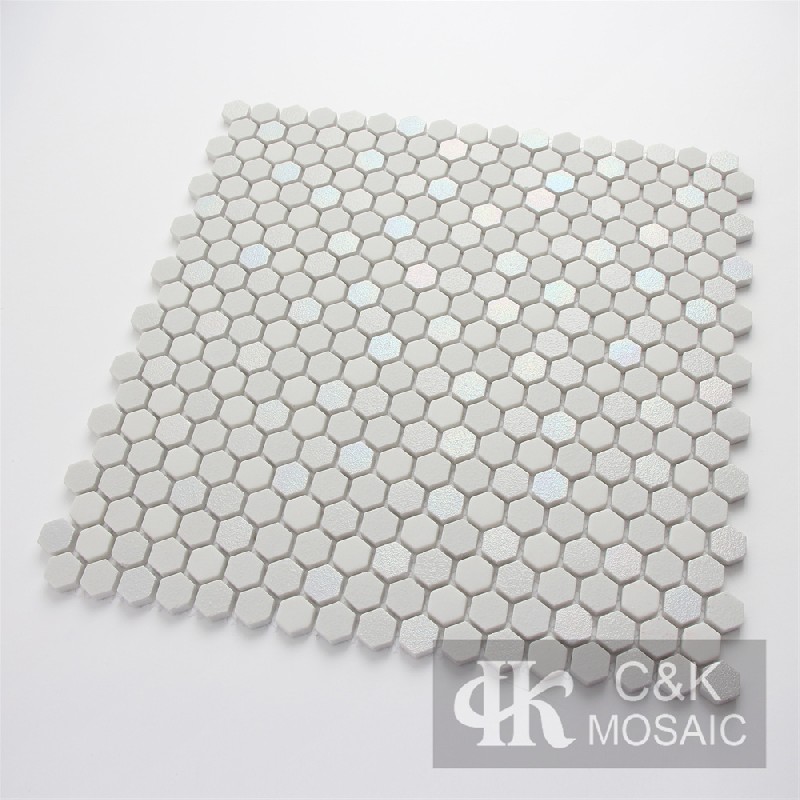 Fashion Grey Hexagon Glass Recycled Glass Mosaic For Bathroom MNHW2019