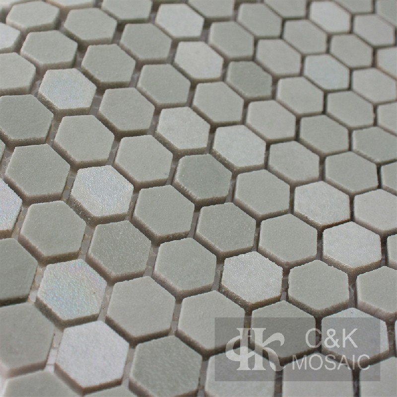 Fashion Green Hexagon Glass Recycled Glass Mosaic For Bathroom MNHW6005