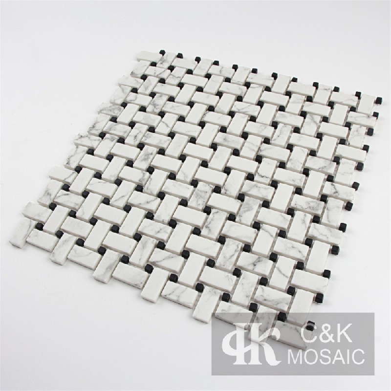 Fashion White Square And Retangle Glass Inkjet Printing Mosaic For Kitchen MSBQ1051D