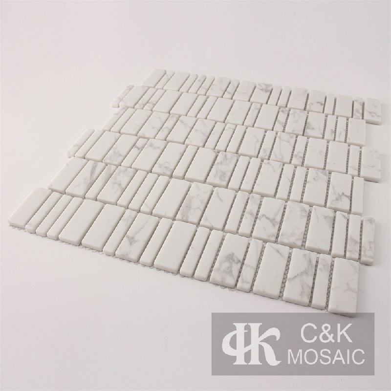 Fashion White Retangle Glass Inkjet Printing Mosaic For Kitchen MSBQ1029