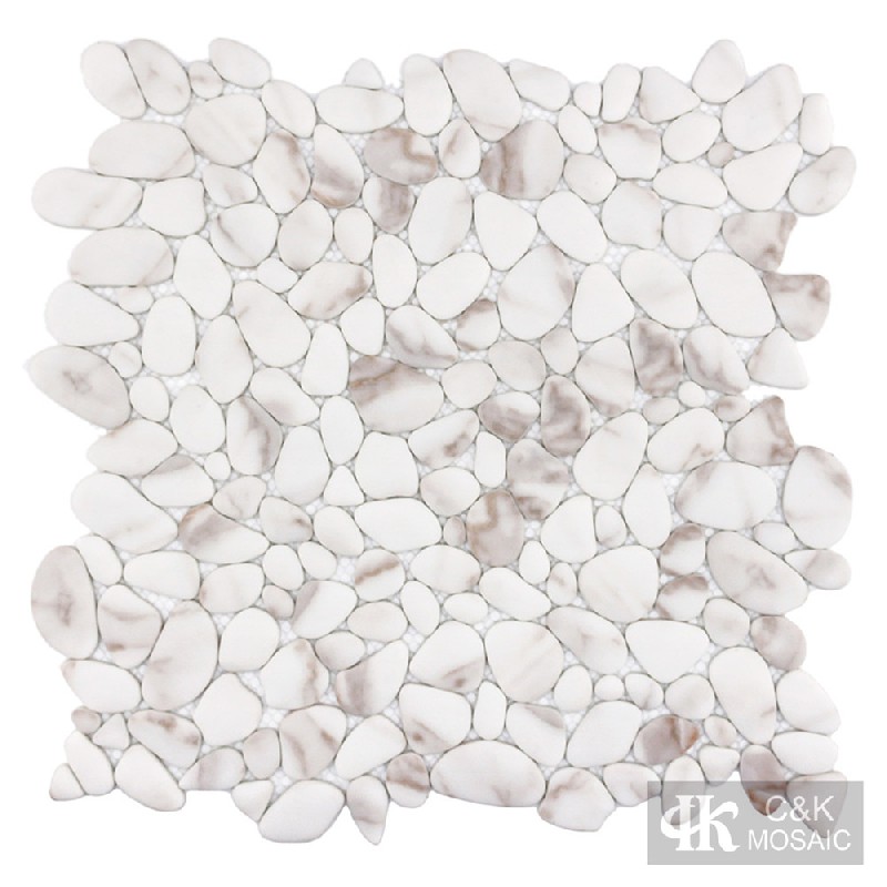 Hot Selling White Oval Glass Inkjet Printing Mosaic For Bathroom MSDQ1011