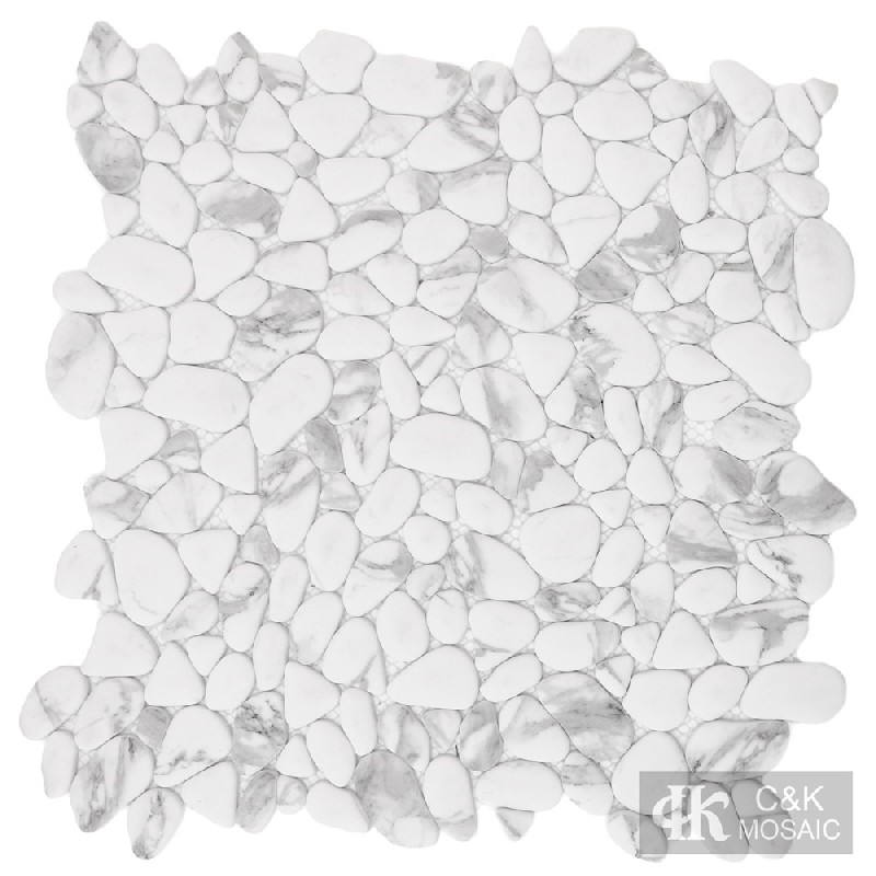 Hot Selling White Oval Glass Inkjet Printing Mosaic For Backsplash MSDQ1027