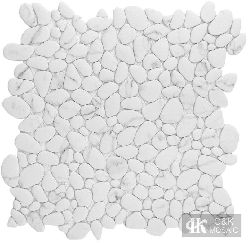 Hot Selling White Oval Glass Inkjet Printing Mosaic For Backsplash MSDQ1033