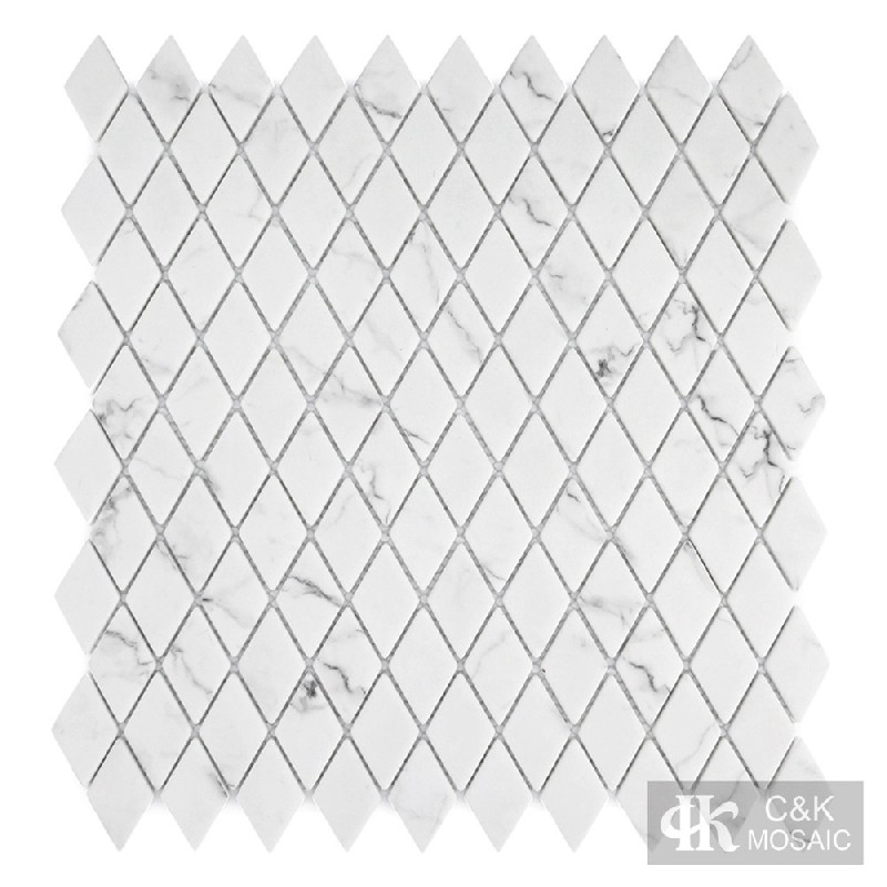 Modern White Diamond Glass Inkjet Printing Mosaic For Kitchen 24SLQ105B