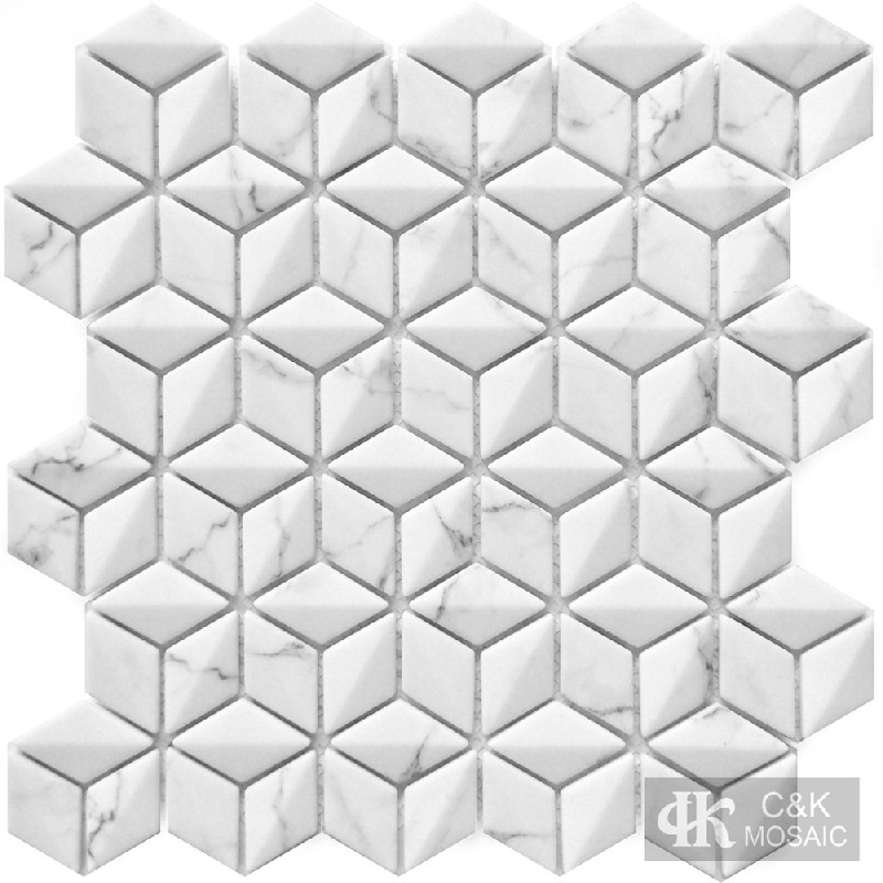 Modern White Diamond Glass Inkjet Printing Mosaic For Kitchen 24SLQ106