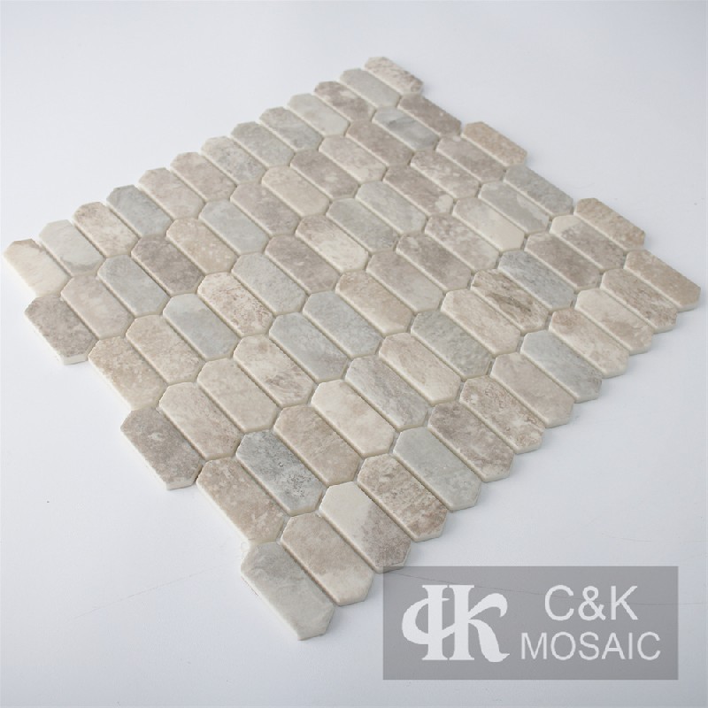 Modern Beige Hexagon Glass Inkjet Printing Mosaic For Kitchen MSZQB2008
