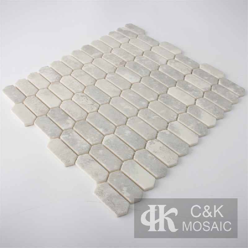 Modern Grey Hexagon Glass Inkjet Printing Mosaic For Kitchen MSZQB2007