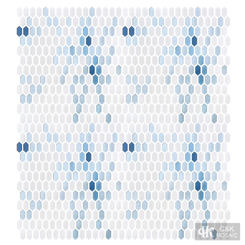 Unique Blue and White Glass Mosaic Tiles for Wall and Floor Pattern MP032