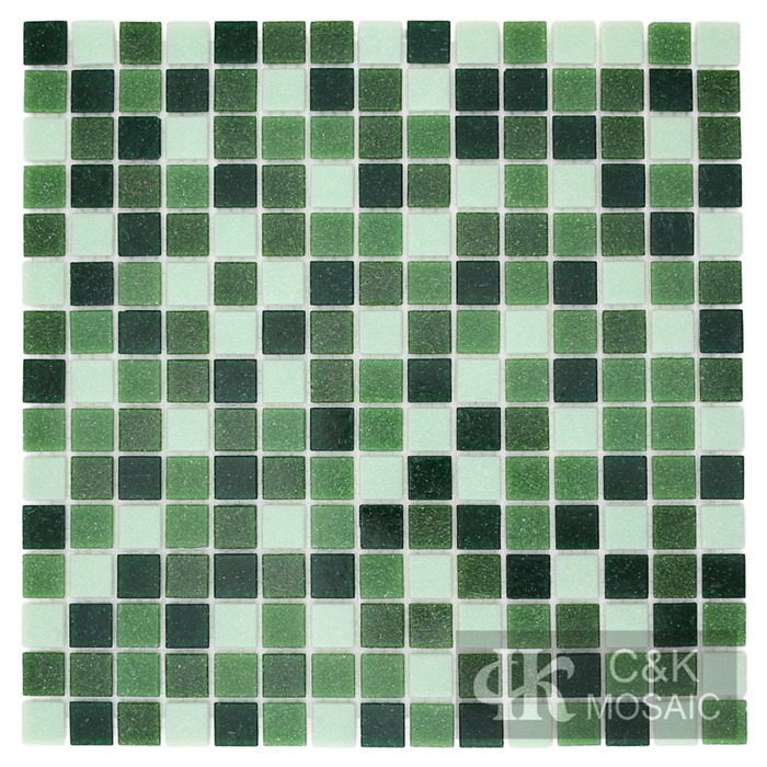 Modern Green Mixed Square Hot Melting Glass Mosaic Tile for Wall and Floor MASM6003