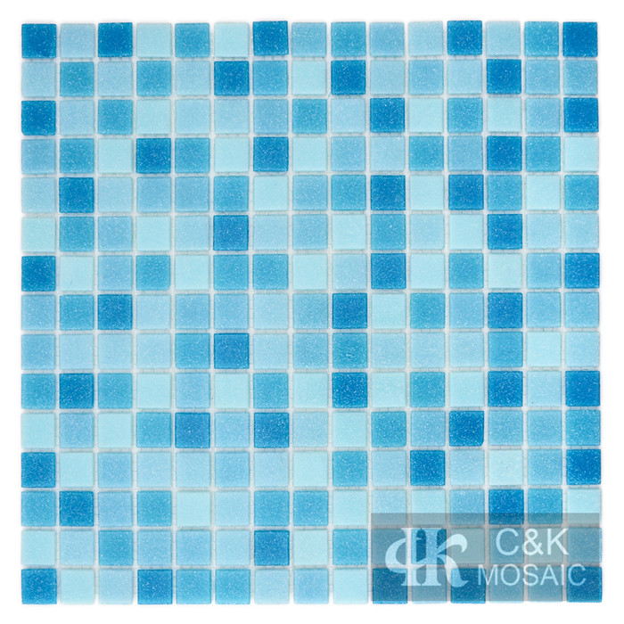 Modern Blue Mixed Square Hot Melting Glass Mosaic Tile for Wall and Floor MASM7012