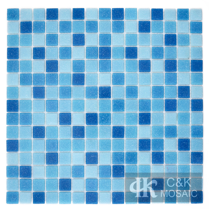 Modern Blue Mixed Square Hot Melting Glass Mosaic Tile for Wall and Floor MASM7013