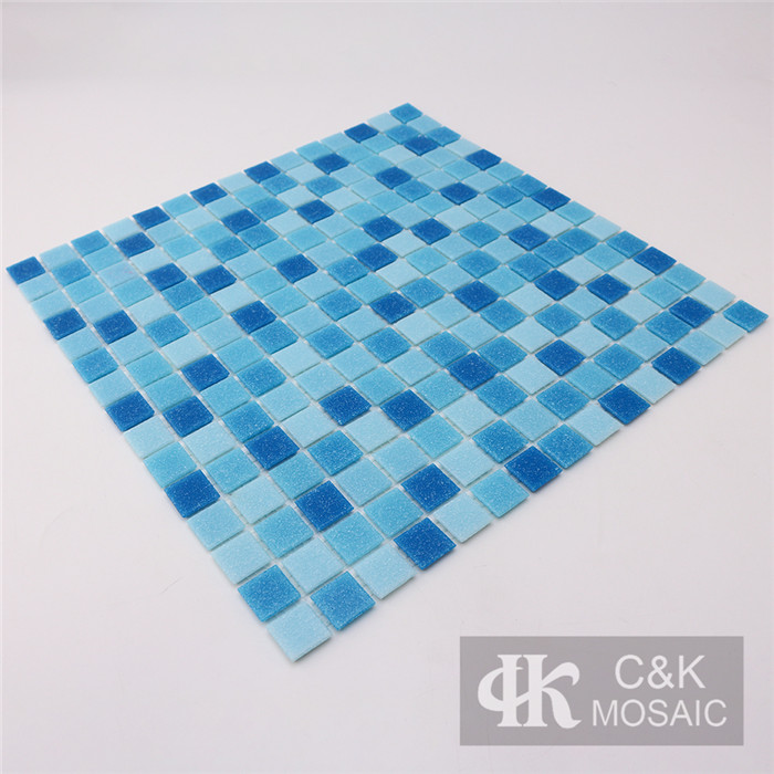 Modern Blue Mixed Square Hot Melting Glass Mosaic Tile for Wall and Floor MASM7013