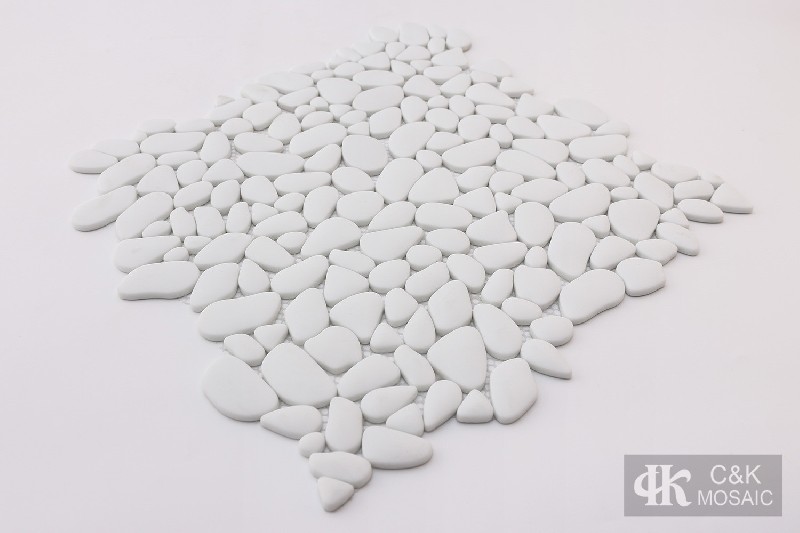 Unique White Oval Glass Recycled glass mosaic for backsplash MSDM1002