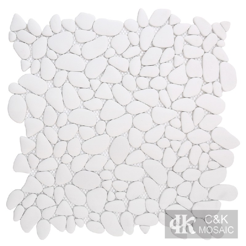 Unique White Oval Glass Recycled glass mosaic for backsplash MSDM1002