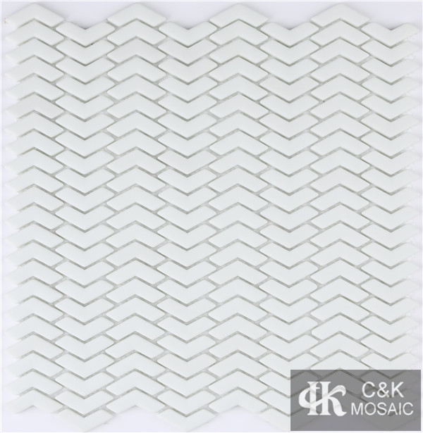 Hot selling White Chevron Glass Recycled glass mosaic for backsplash SAM100B