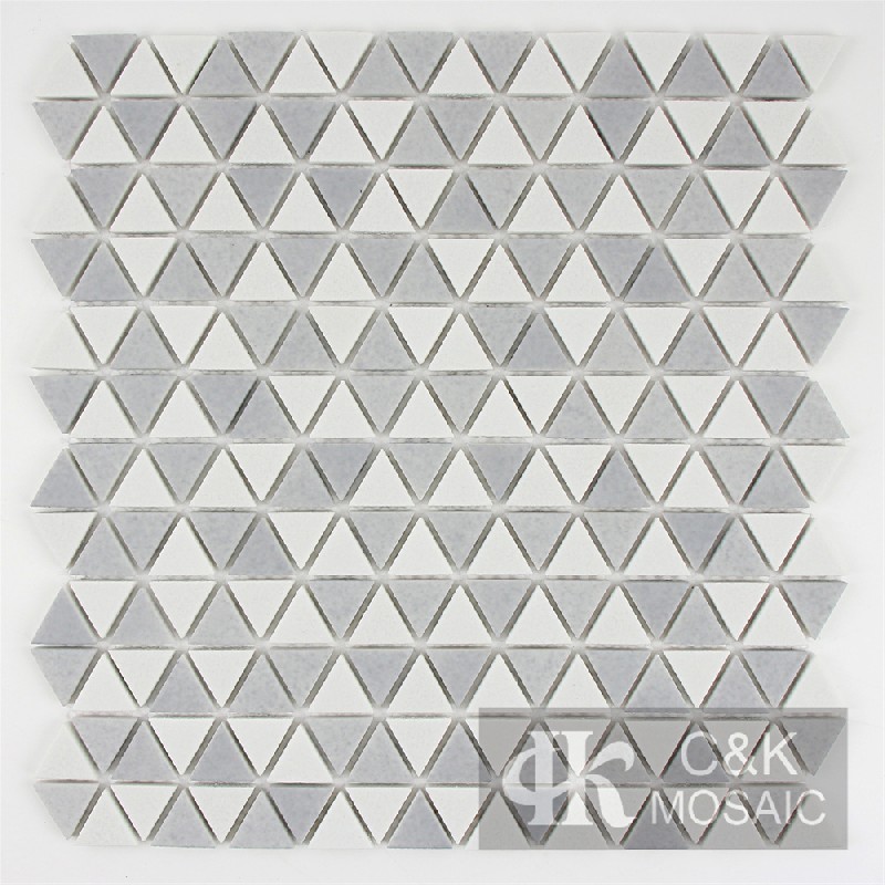 Fashion Grey Triangle Glass Recycled Glass Mosaic For Bathroom MNJM2003