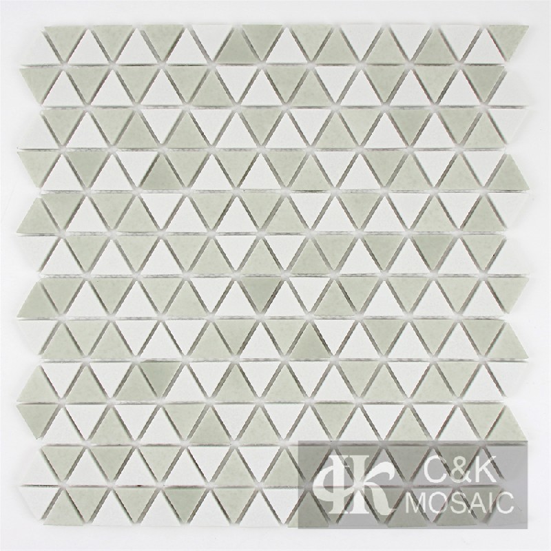 Fashion Green Triangle Glass Recycled Glass Mosaic For Bathroom MNJM6001