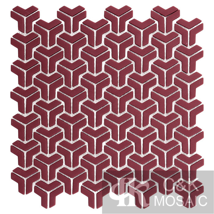 Unique Red Chevron Glass Recycled glass mosaic for backsplash SAM66F