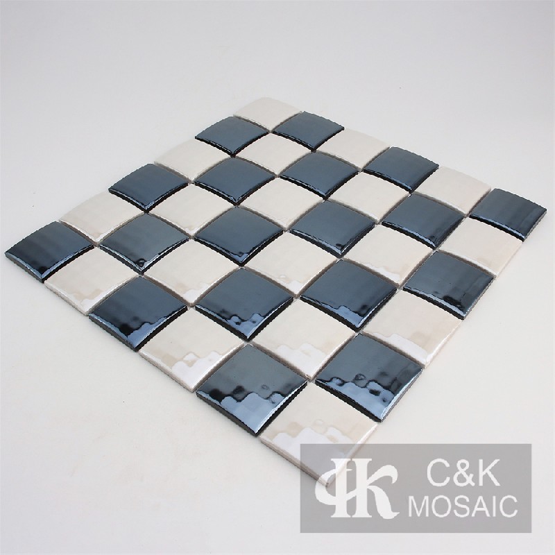Fashion White and Black Square Ceramic Mosaic Tile for Wall 48ALTC15