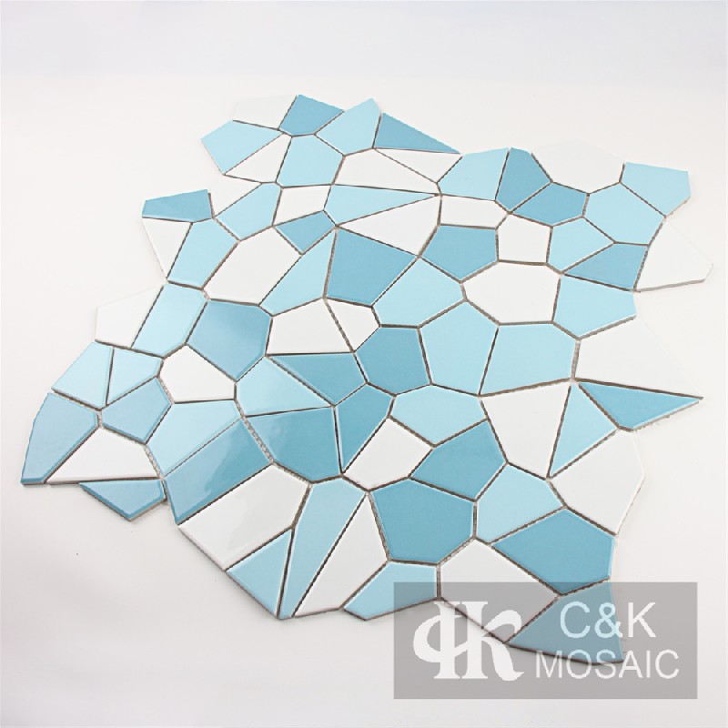 Fashion Blue Mixed Irregular Ceramic Mosaic Tile for Wall and Floor MTDG7001
