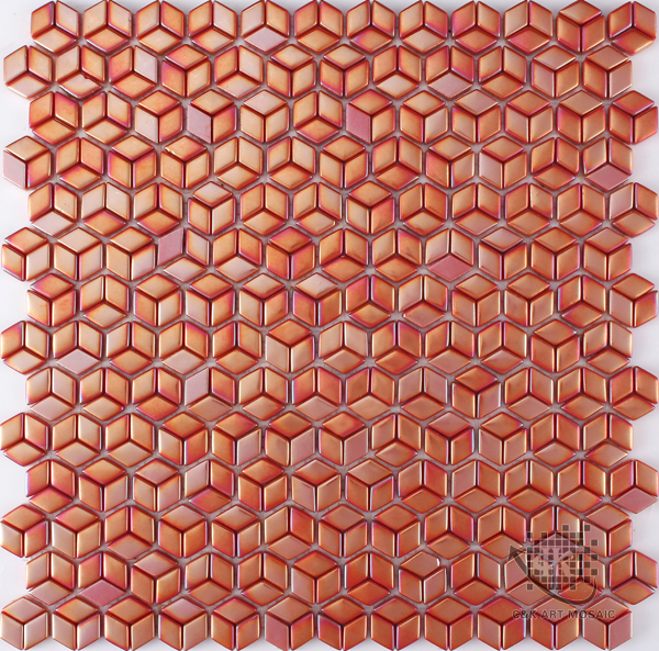 Hot selling Orange Diamond Glass Recycled glass mosaic for backsplash SLL17