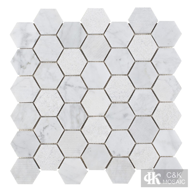 Modern Carrara White Hexagon Marble Mosaic for Wall and Floor ALST016