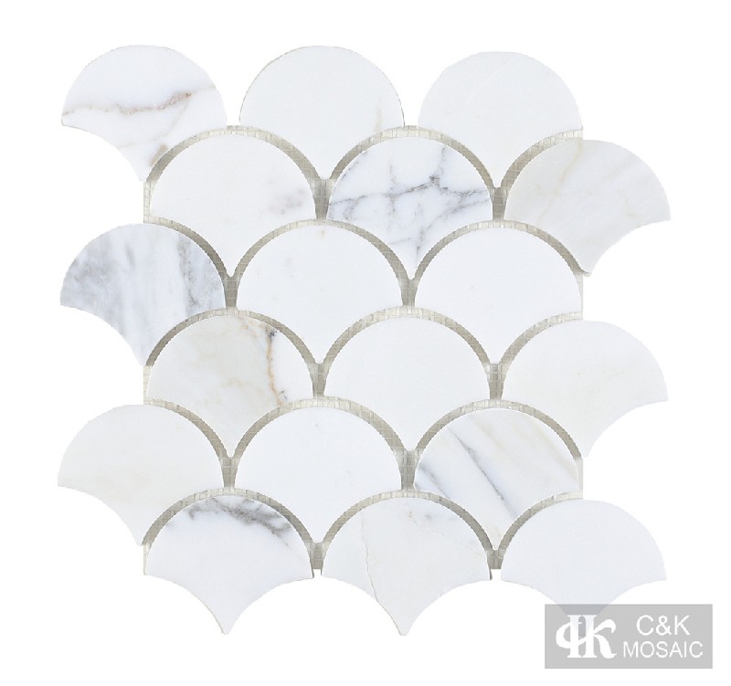 Modern White Fan-shaped Marble Mosaic for Wall and Floor ALST020