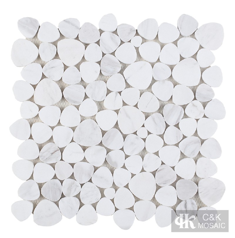 Modern White Pebble Marble Mosaic for Wall and Floor ALST001