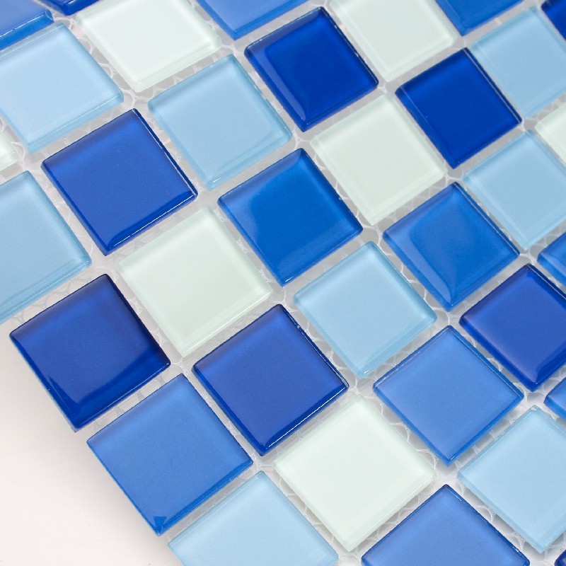 Swimming Pool Blue Square Glass Mosaic for Pool Projects 25ALSW04