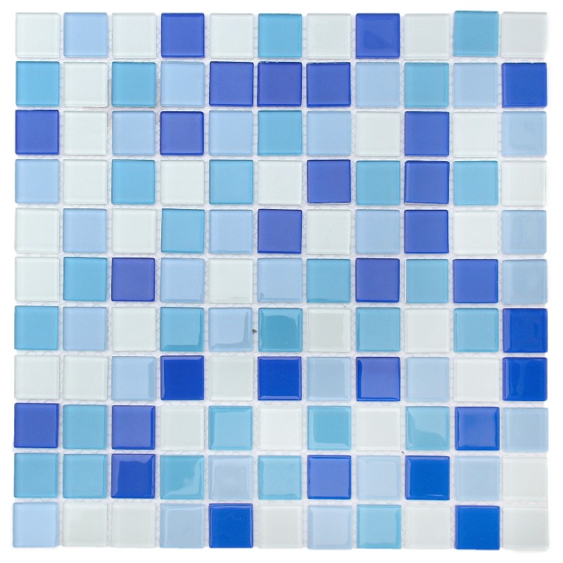 Crystal Blue Square Glass Mosaic Tiles for Swimming Pool 25ALSW03