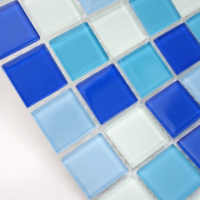 Crystal Blue Square Glass Mosaic Tiles for Swimming Pool 25ALSW03