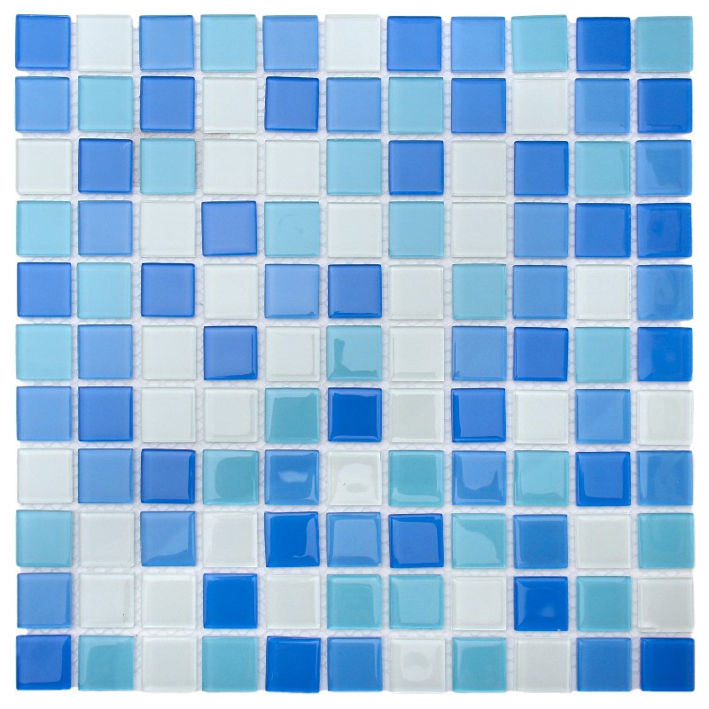 Crystal Blue Square Glass Mosaic Tiles for Swimming Pool 25ALSW02