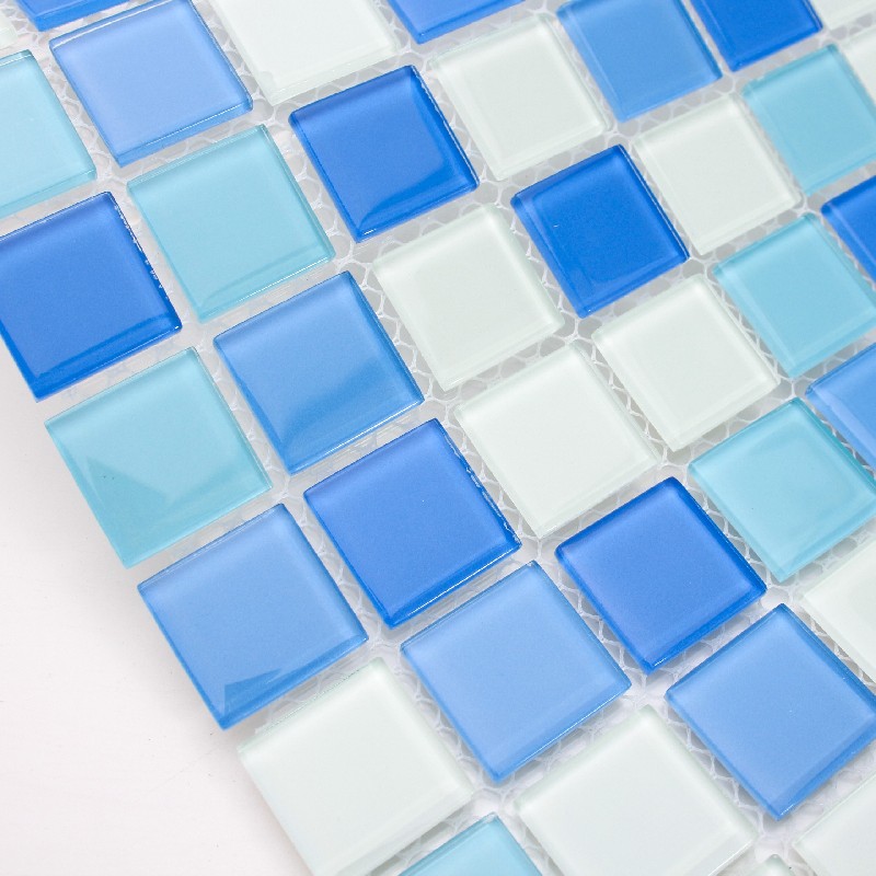 Crystal Blue Square Glass Mosaic Tiles for Swimming Pool 25ALSW02