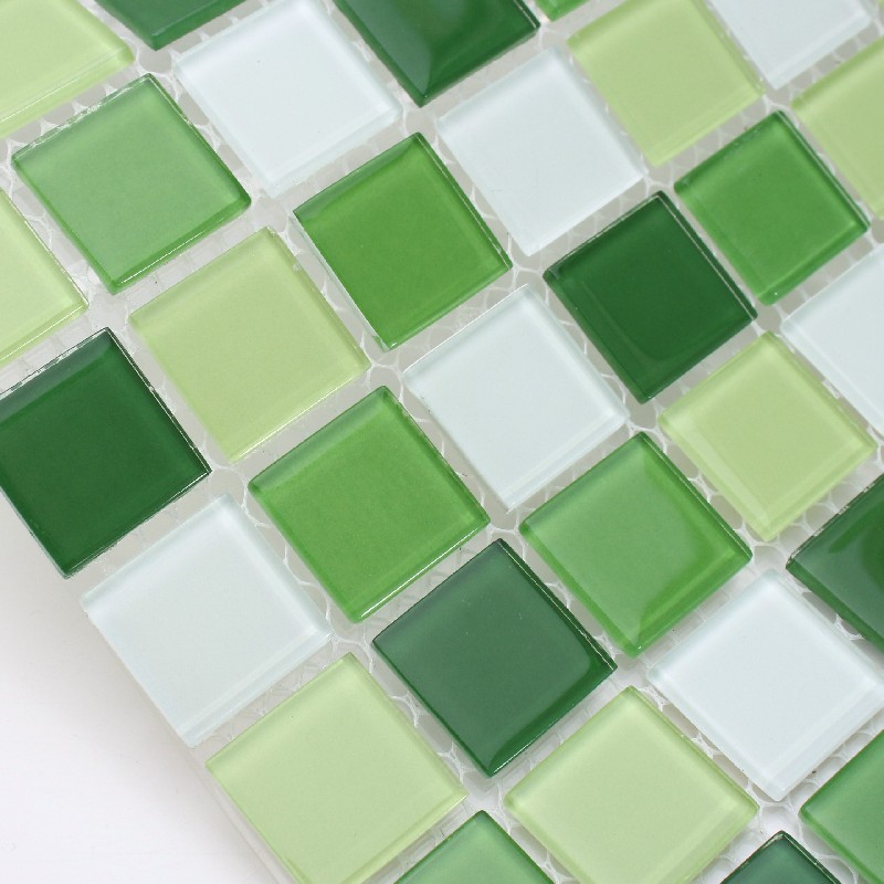 Crystal Green Mixed Square Glass Mosaic Tiles for Backsplash 25ALSW06