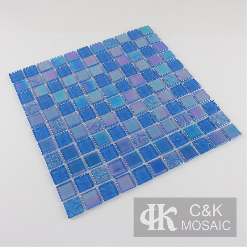 Crystal Blue Mixed Square Glass Mosaic Tiles for Swimming Pool 25ALSW07