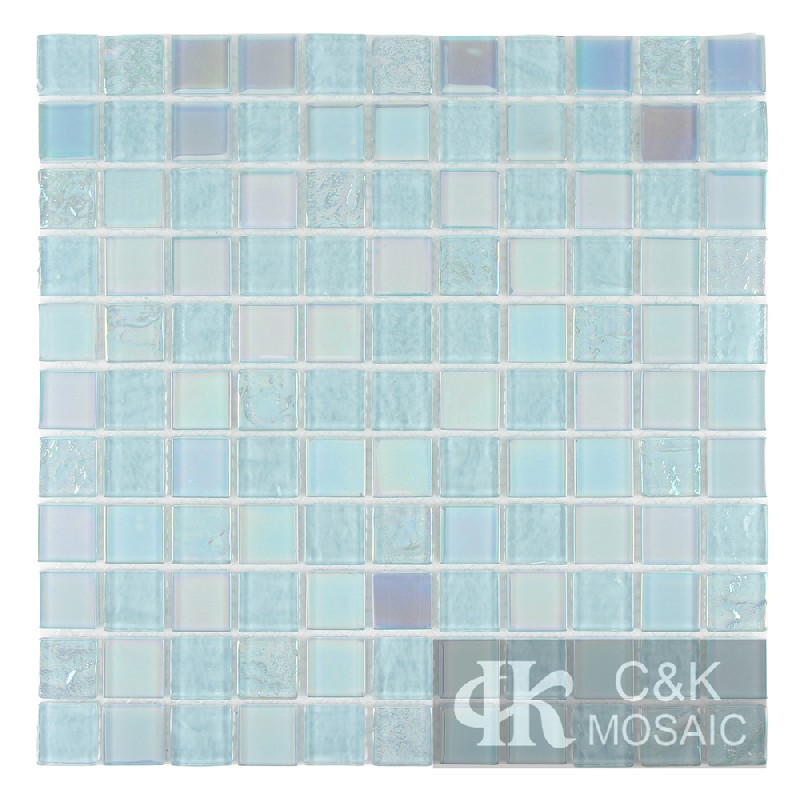 Crystal Teal Mixed Square Glass Mosaic Tiles for Swimming Pool 25ALSW09