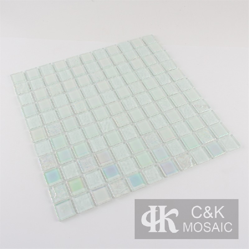 Crystal White Mixed Square Glass Mosaic Tiles for Swimming Pool 25ALSW11