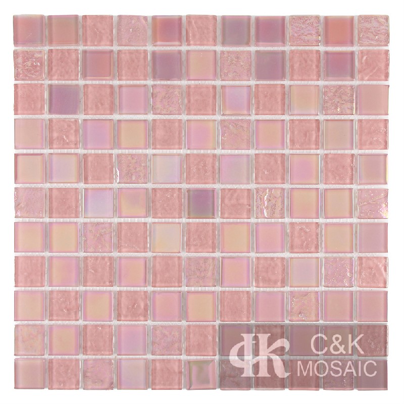 Crystal Pink Mixed Square Glass Mosaic Tiles for Bedroom 25ALSW10