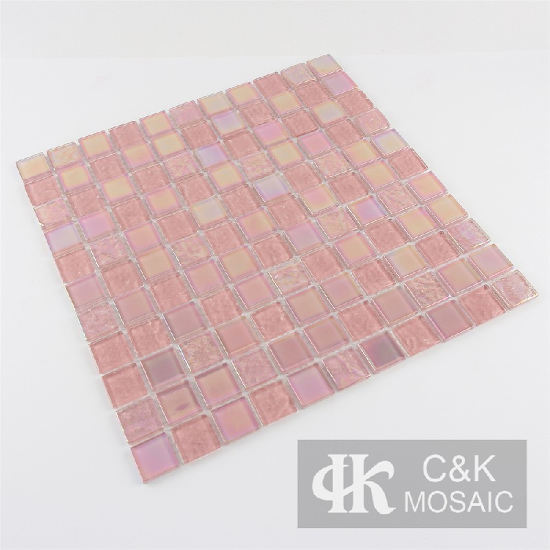 Crystal Pink Mixed Square Glass Mosaic Tiles for Bedroom 25ALSW10