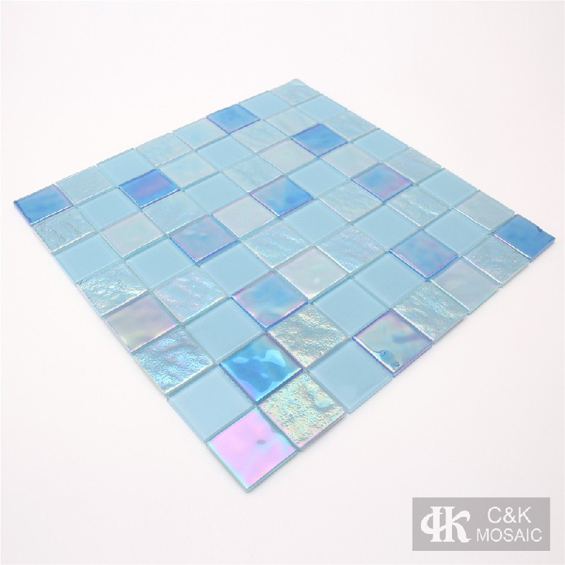 Crystal Blue Mixed Square Glass Mosaic Tiles for Swimming Pool 36ALSW01