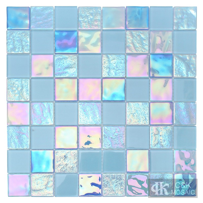 Crystal Blue Mixed Square Glass Mosaic Tiles for Swimming Pool 36ALSW01