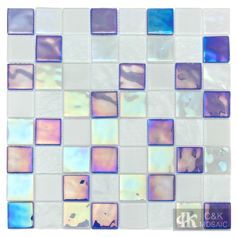 Crystal Blue Mixed Square Glass Mosaic Tiles for Swimming Pool 36ALSW02