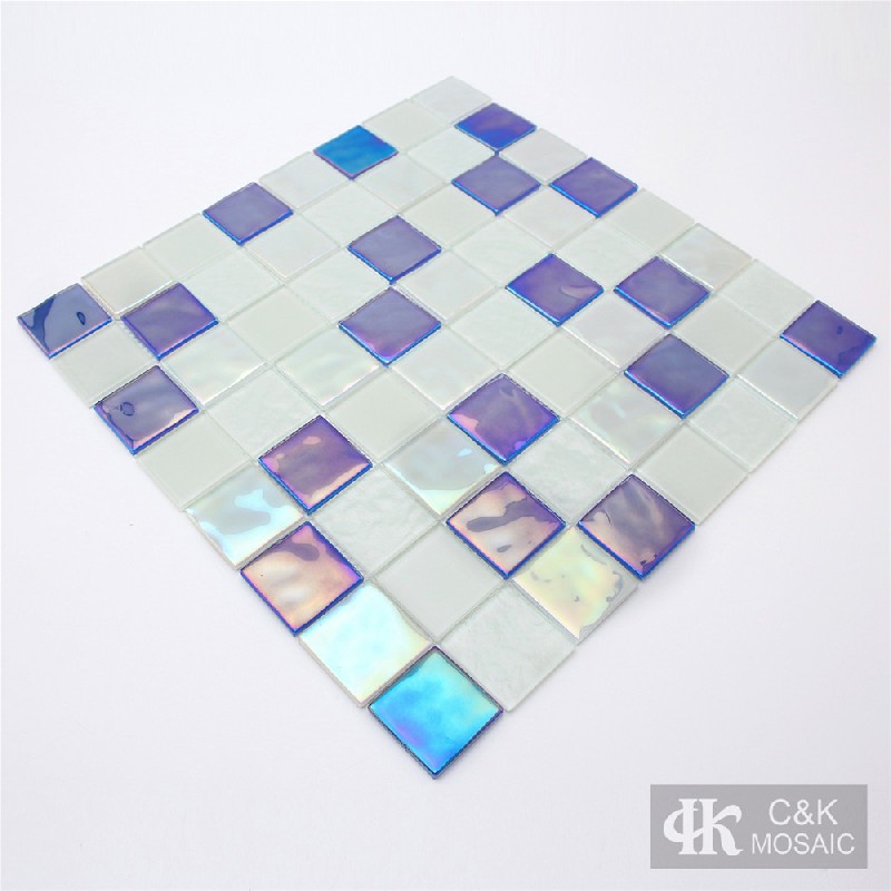 Crystal Blue Mixed Square Glass Mosaic Tiles for Swimming Pool 36ALSW02